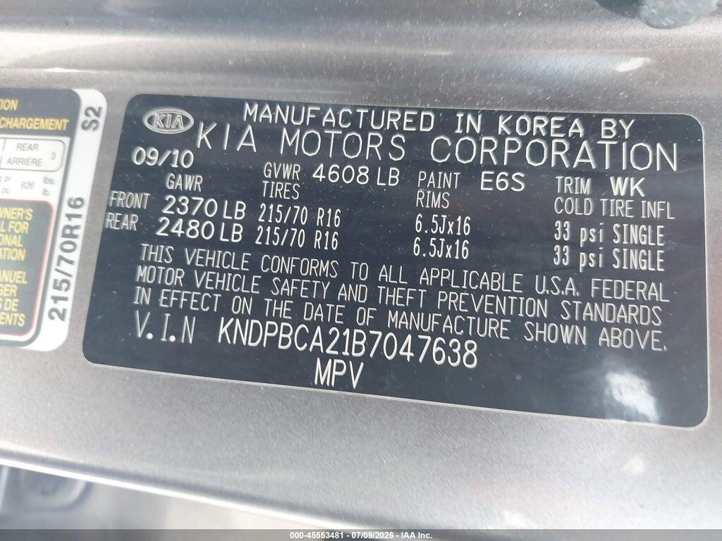 KNDPBCA21B7047638 2011 KIA SPORTAGE photo no. 9