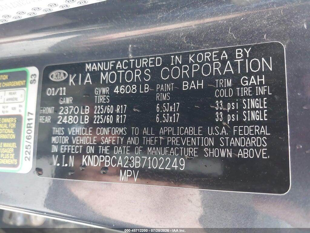 KNDPBCA23B7102249 2011 KIA SPORTAGE photo no. 9
