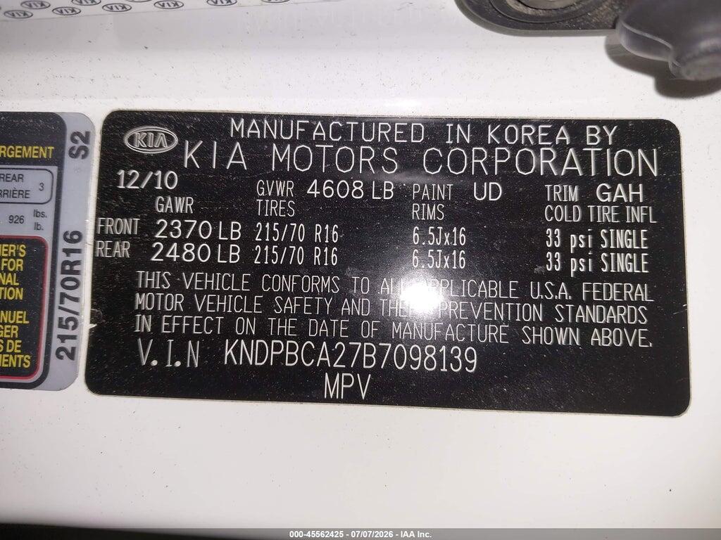 KNDPBCA27B7098139 2011 KIA SPORTAGE photo no. 9