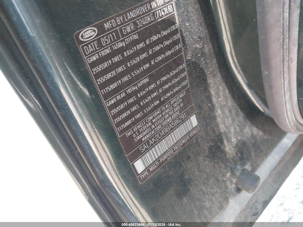 SALAK2D49BA586291 2011 LAND ROVER LR4 photo no. 9