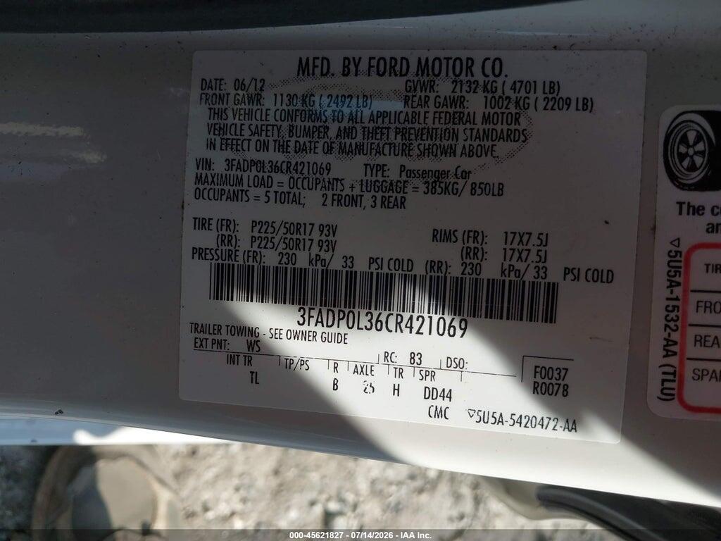 3FADP0L36CR421069 2012 FORD FUSION HYBRID photo no. 9
