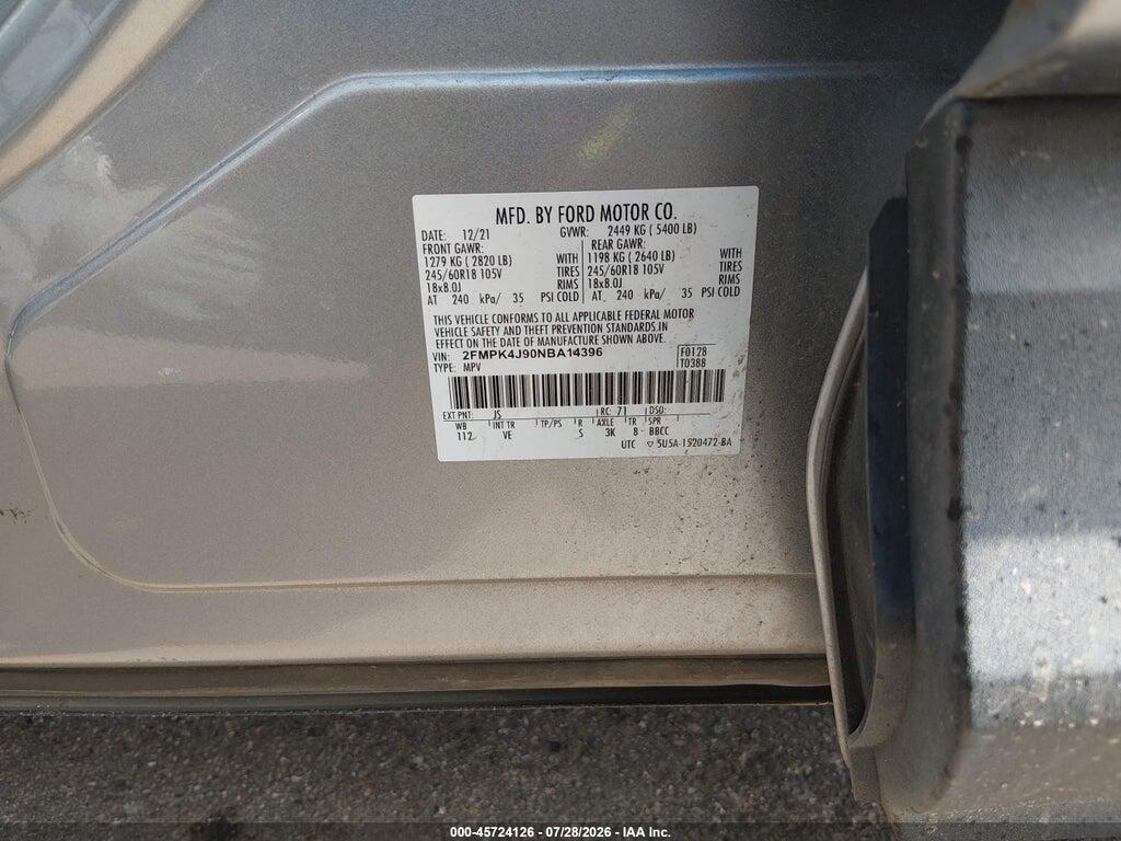 2FMPK4J90NBA14396 2022 FORD EDGE photo no. 9