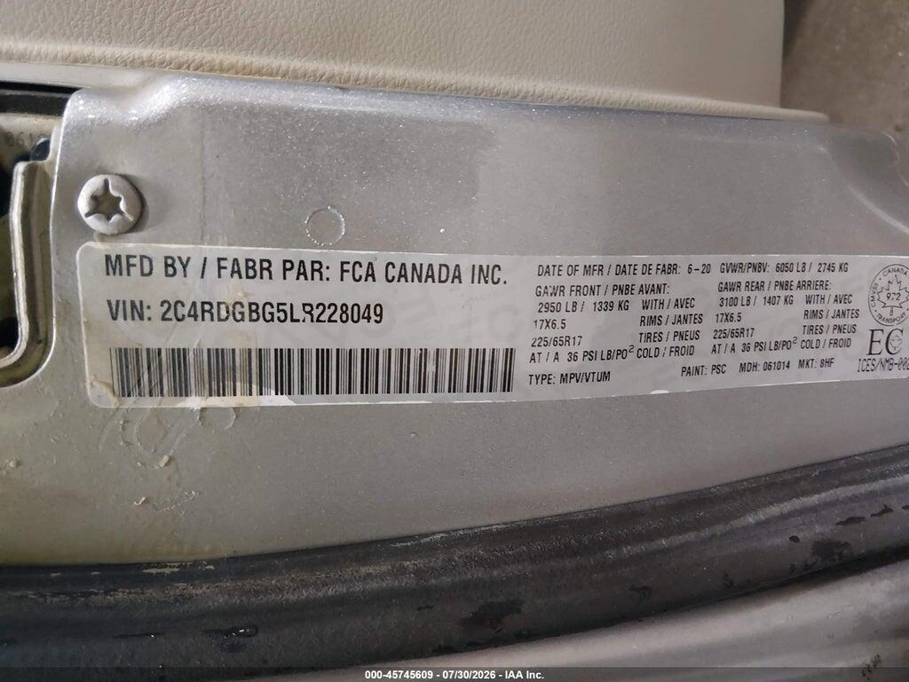 2C4RDGBG5LR228049 2020 DODGE GRAND CARAVAN photo no. 9