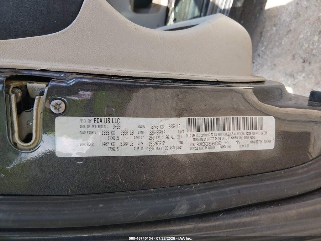 2C4RDGCG9LR205923 2020 DODGE GRAND CARAVAN photo no. 9