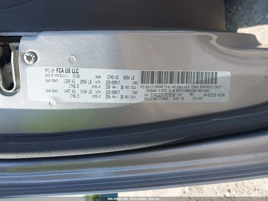 2C4RDGEG7LR179190 2020 DODGE GRAND CARAVAN photo no. 9