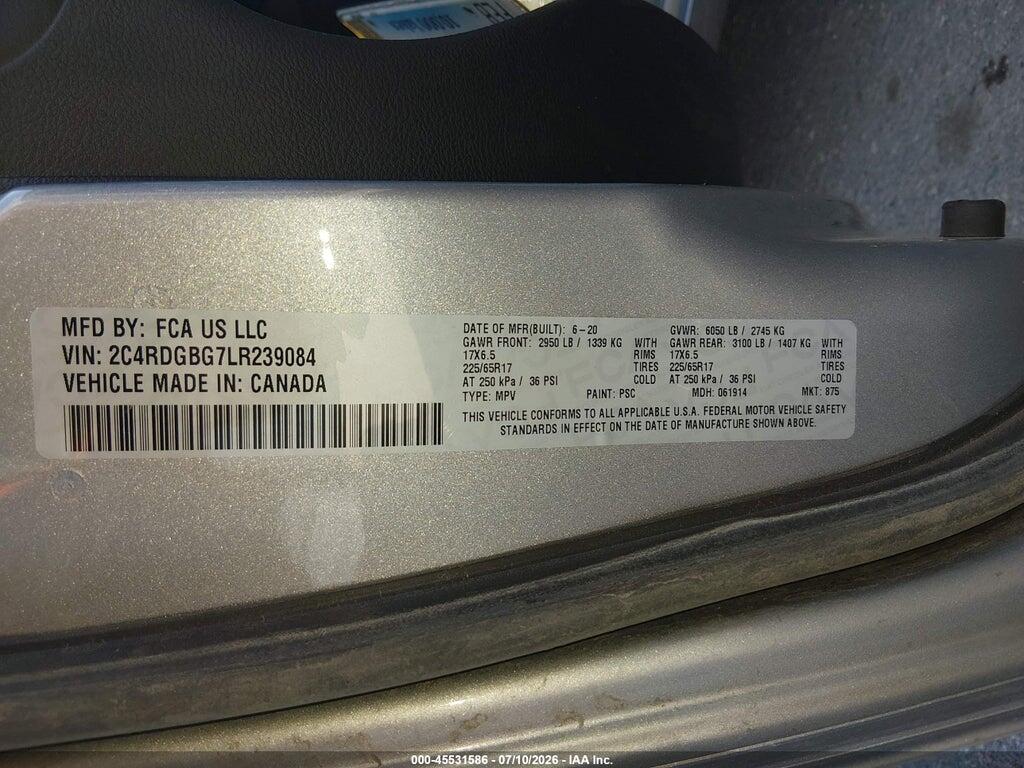 2C4RDGBG7LR239084 2020 DODGE GRAND CARAVAN photo no. 9