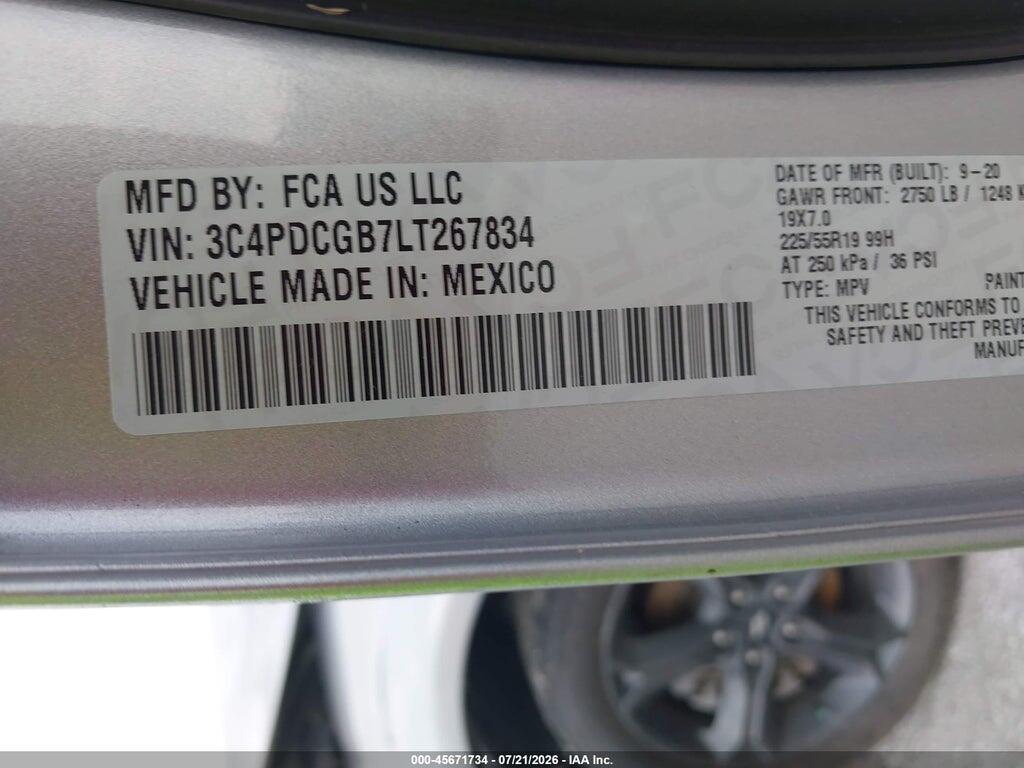 3C4PDCGB7LT267834 2020 DODGE JOURNEY photo no. 9
