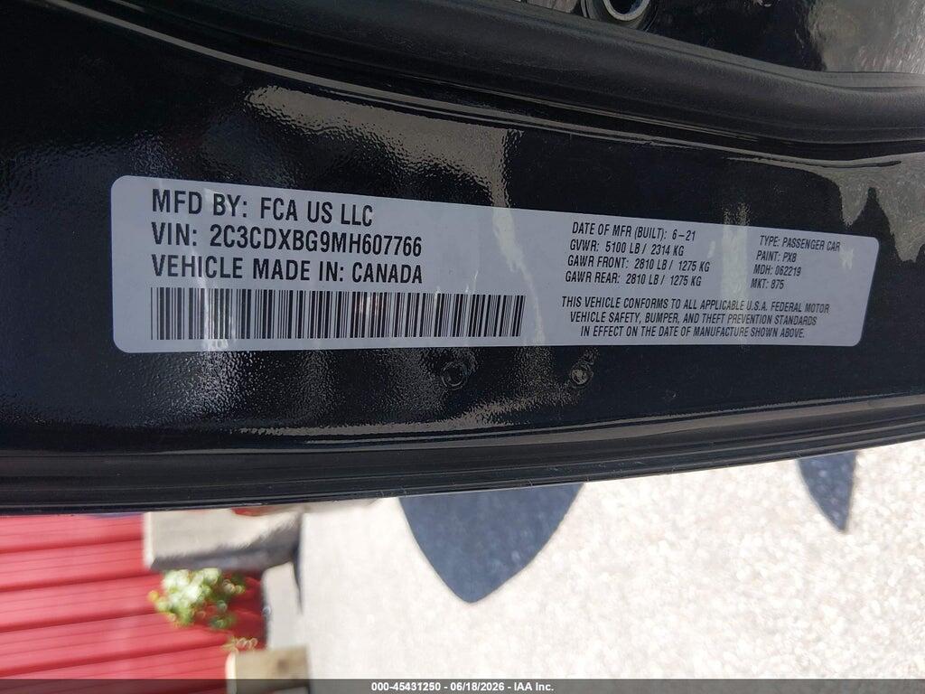 2C3CDXBG9MH607766 2021 DODGE CHARGER photo no. 9
