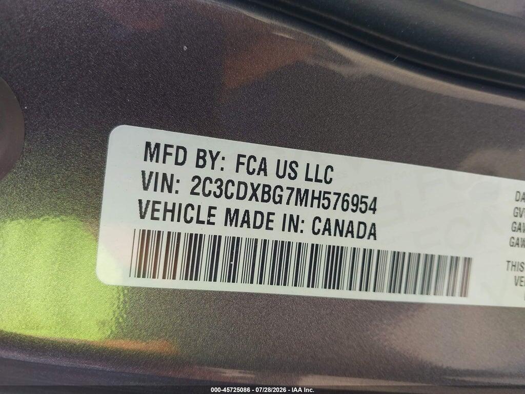 2C3CDXBG7MH576954 2021 DODGE CHARGER photo no. 9