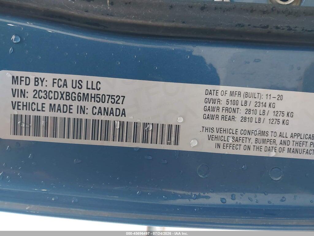 2C3CDXBG6MH507527 2021 DODGE CHARGER photo no. 9