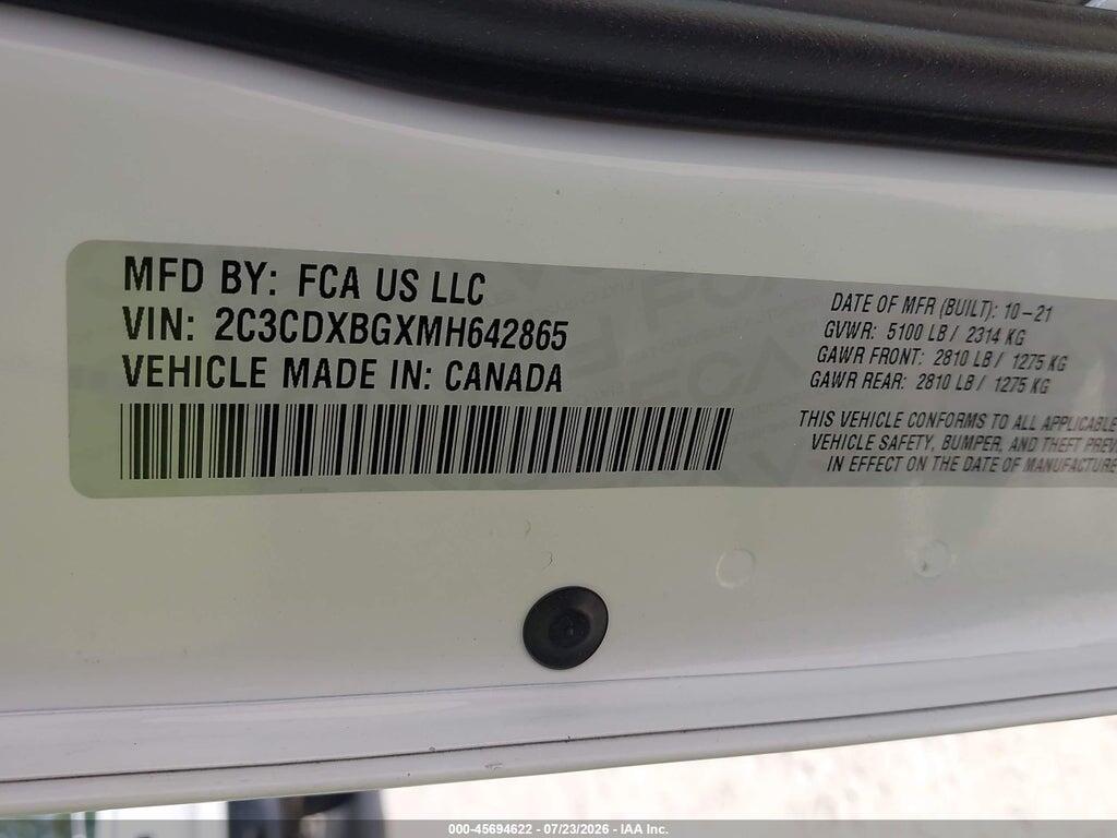 2C3CDXBGXMH642865 2021 DODGE CHARGER photo no. 9