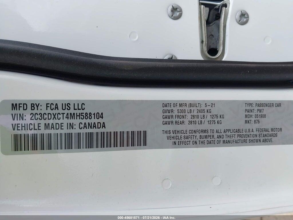 2C3CDXCT4MH588104 2021 DODGE CHARGER photo no. 9