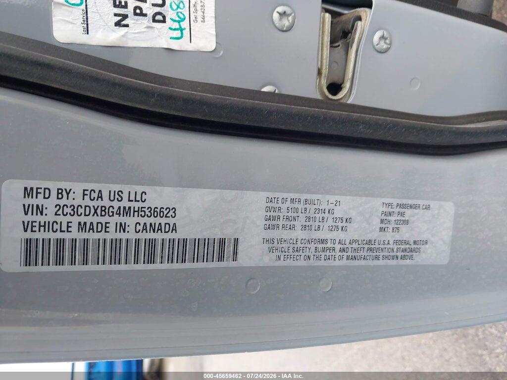 2C3CDXBG4MH536623 2021 DODGE CHARGER photo no. 9