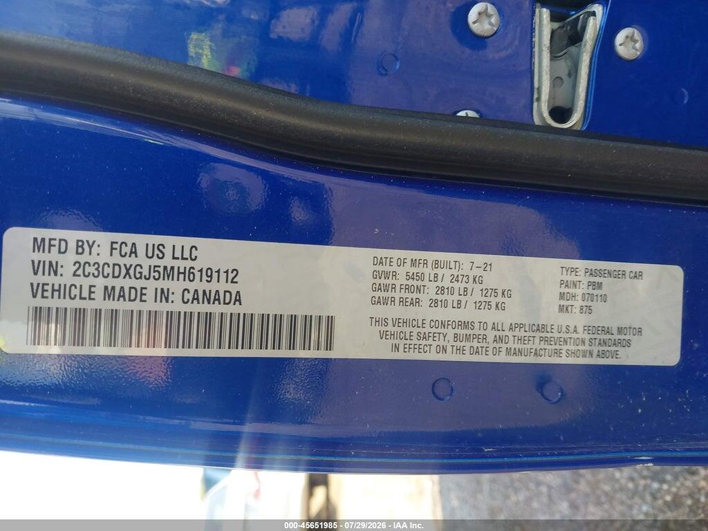 2C3CDXGJ5MH619112 2021 DODGE CHARGER photo no. 9