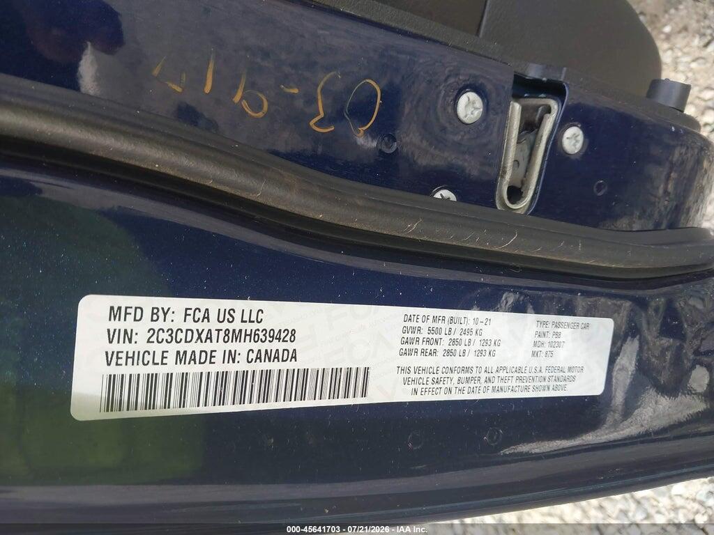2C3CDXAT8MH639428 2021 DODGE CHARGER photo no. 9