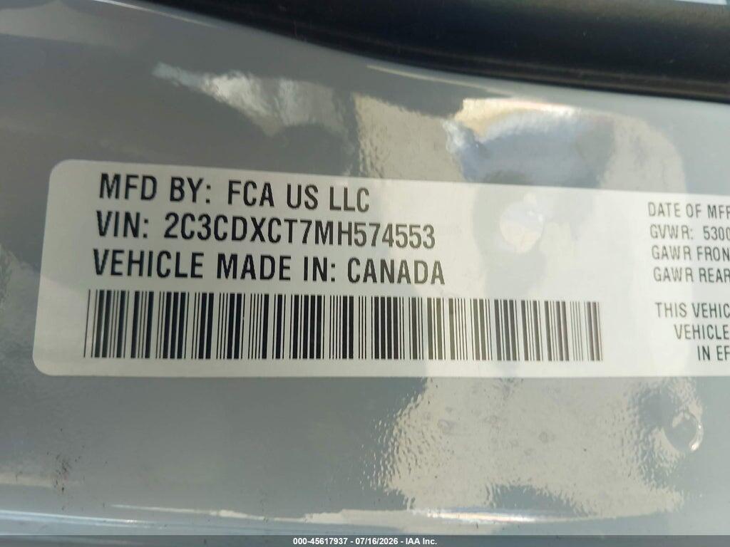 2C3CDXCT7MH574553 2021 DODGE CHARGER photo no. 9