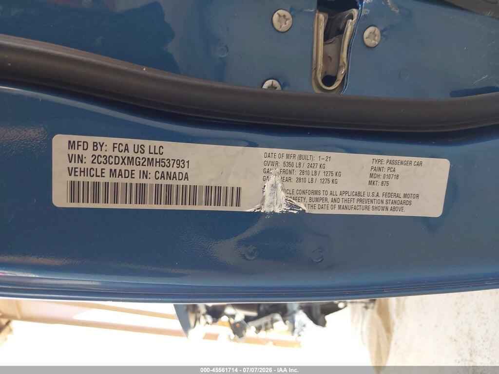 2C3CDXMG2MH537931 2021 DODGE CHARGER photo no. 9