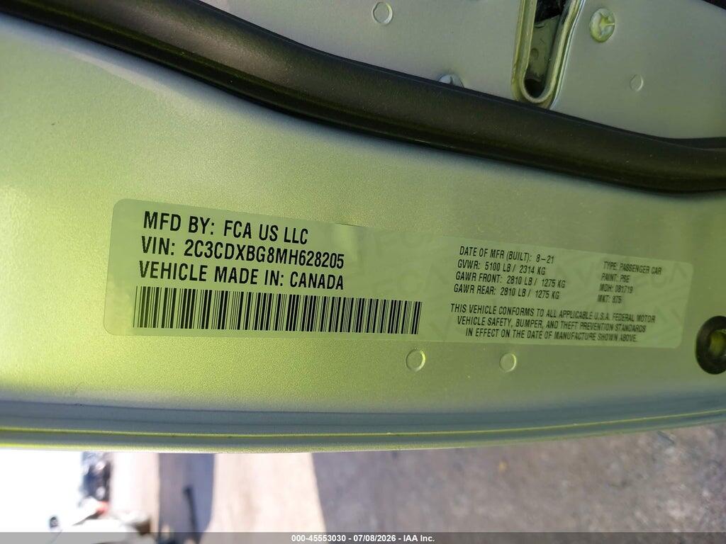 2C3CDXBG8MH628205 2021 DODGE CHARGER photo no. 9