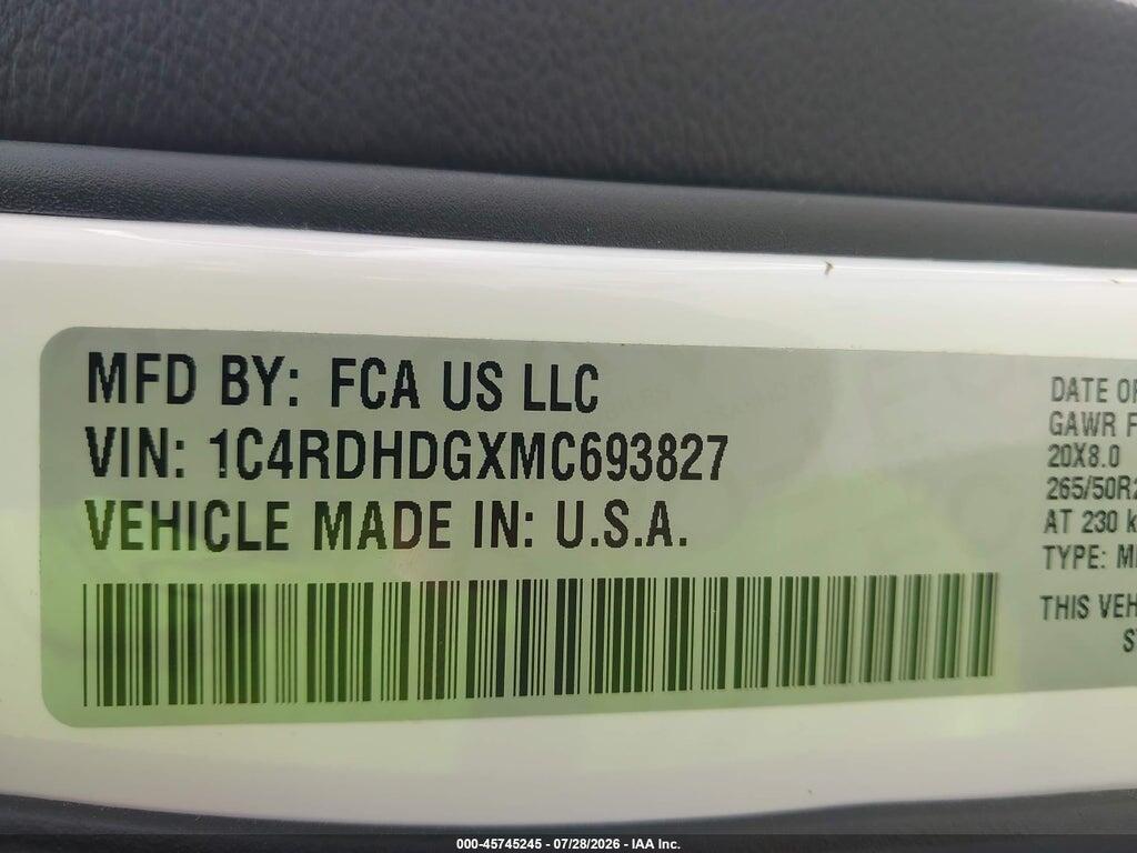 1C4RDHDGXMC693827 2021 DODGE DURANGO photo no. 9