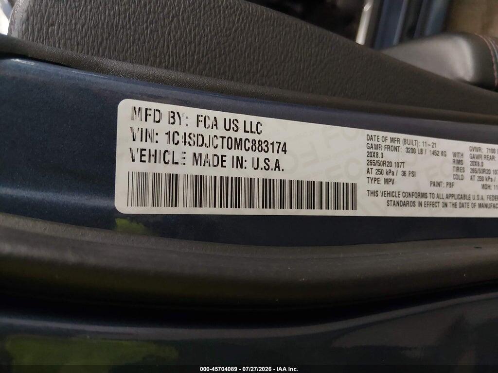 1C4SDJCT0MC883174 2021 DODGE DURANGO photo no. 9