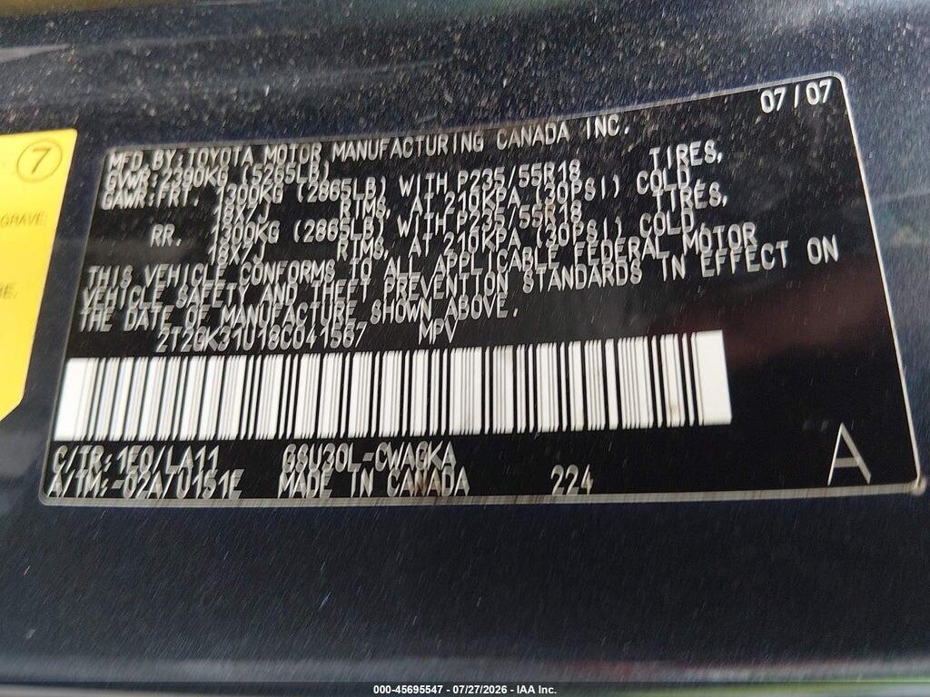 2T2GK31U18C041567 2008 LEXUS RX 350 photo no. 9