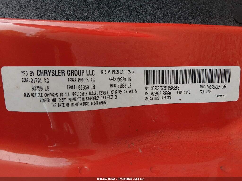 3C3CFFGE9FT503266 2015 FIAT 500E photo no. 9