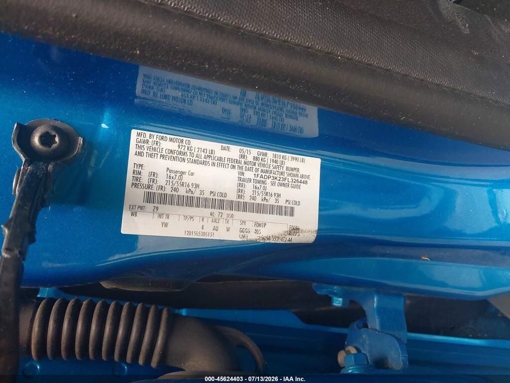 1FADP3K23FL326448 2015 FORD FOCUS photo no. 9