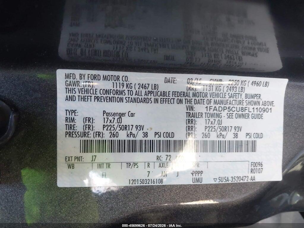 1FADP5CU8FL110901 2015 FORD C-MAX ENERGI photo no. 9