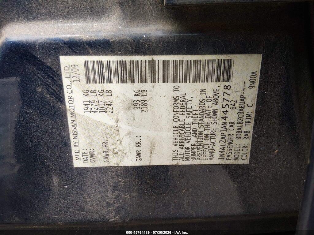 1N4AL2AP1AN445778 2010 NISSAN ALTIMA photo no. 9