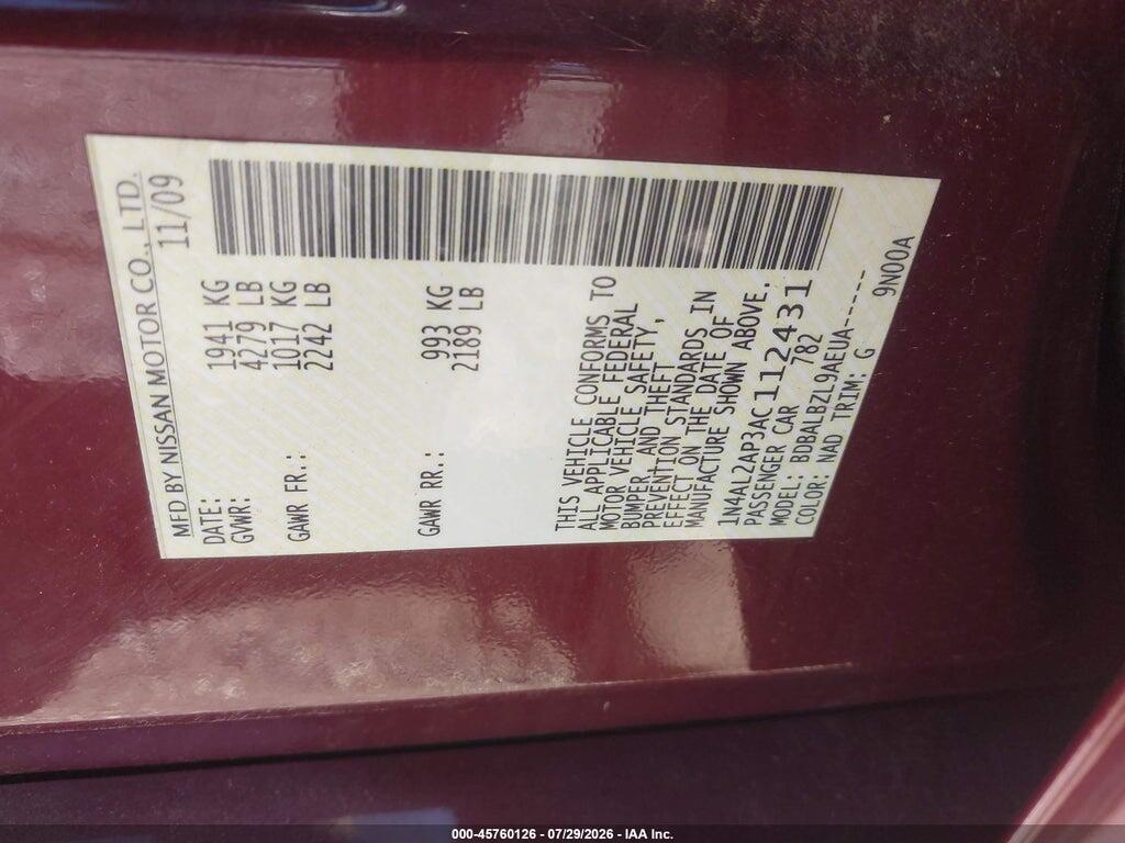 1N4AL2AP3AC112431 2010 NISSAN ALTIMA photo no. 9