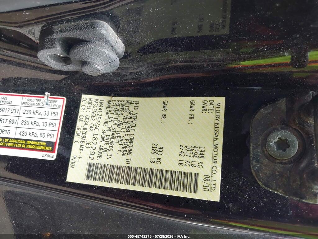 1N4AL2EP2AC187292 2010 NISSAN ALTIMA photo no. 9
