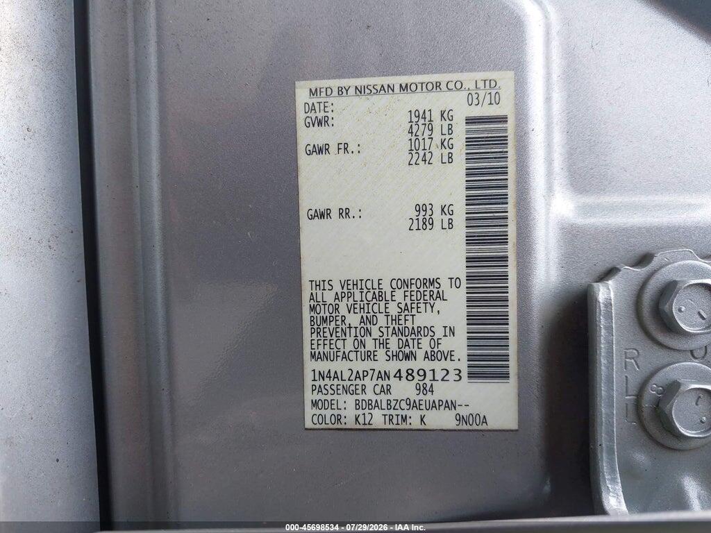 1N4AL2AP7AN489123 2010 NISSAN ALTIMA photo no. 9