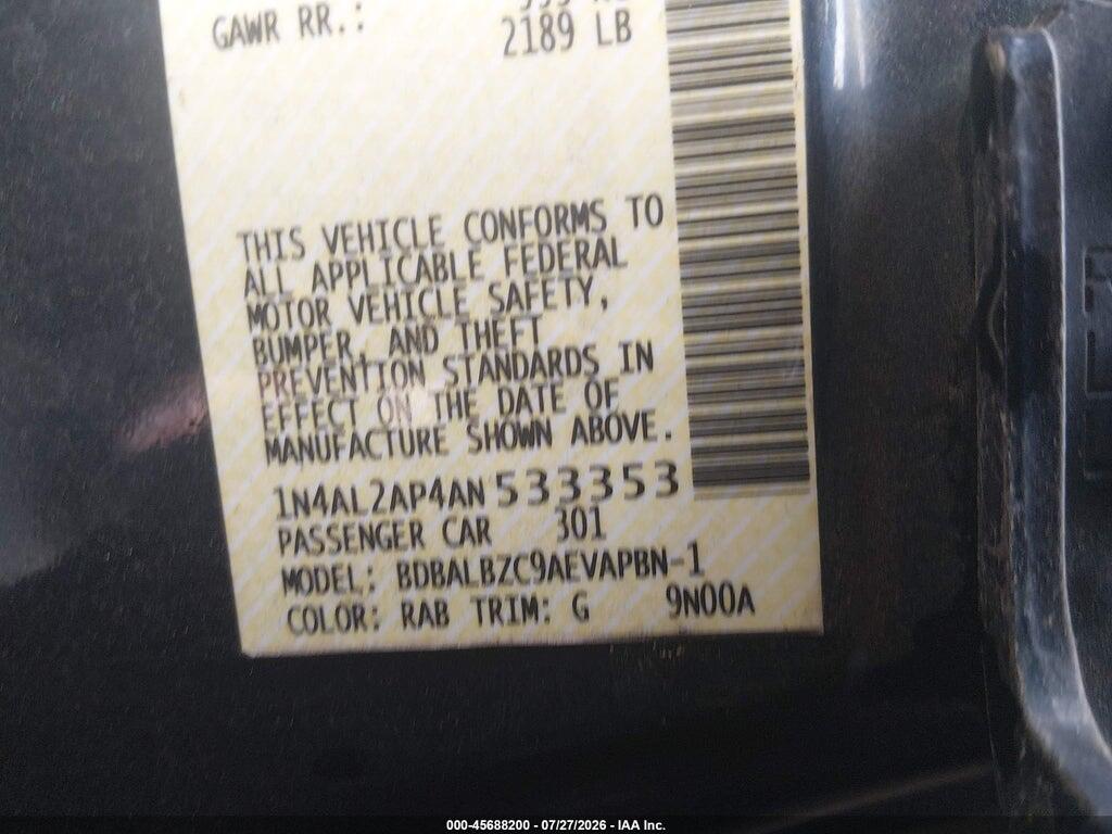 1N4AL2AP4AN533353 2010 NISSAN ALTIMA photo no. 9