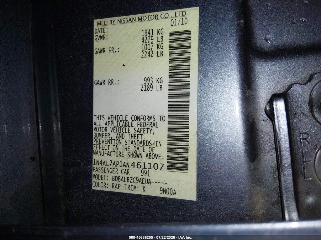 1N4AL2AP1AN461107 2010 NISSAN ALTIMA photo no. 9