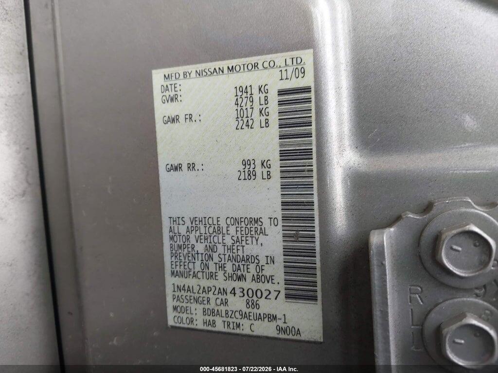 1N4AL2AP2AN430027 2010 NISSAN ALTIMA photo no. 9