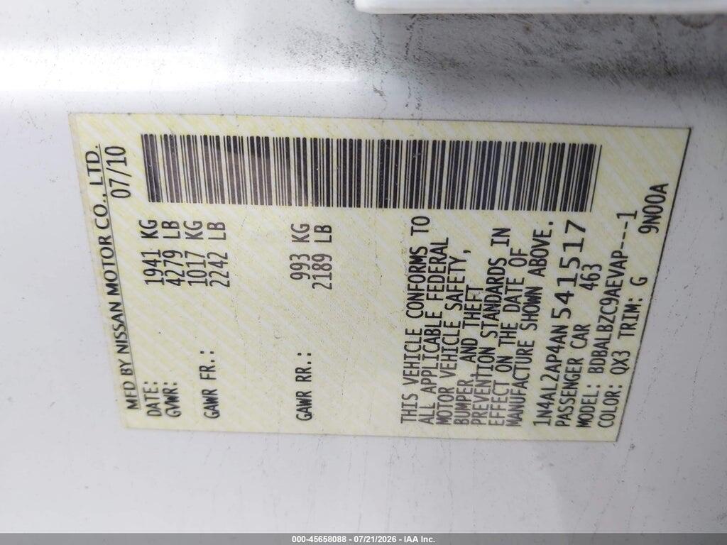 1N4AL2AP4AN541517 2010 NISSAN ALTIMA photo no. 9
