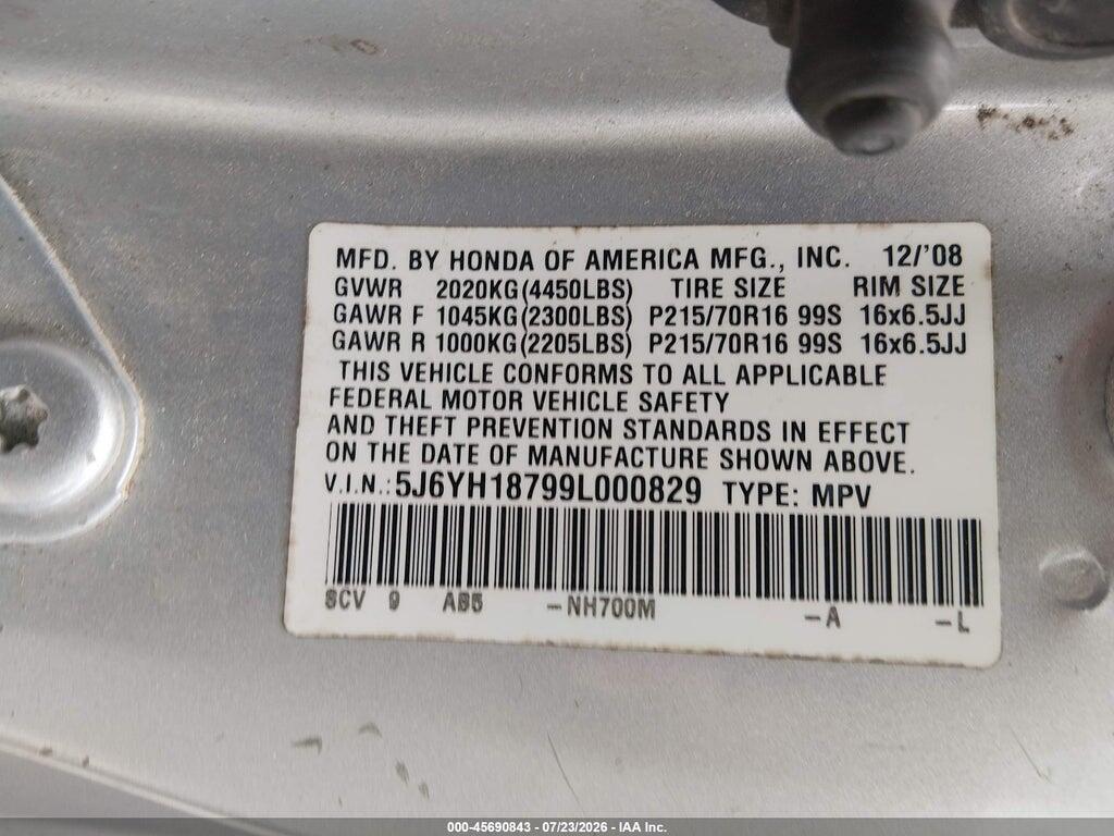 5J6YH18799L000829 2009 HONDA ELEMENT photo no. 9