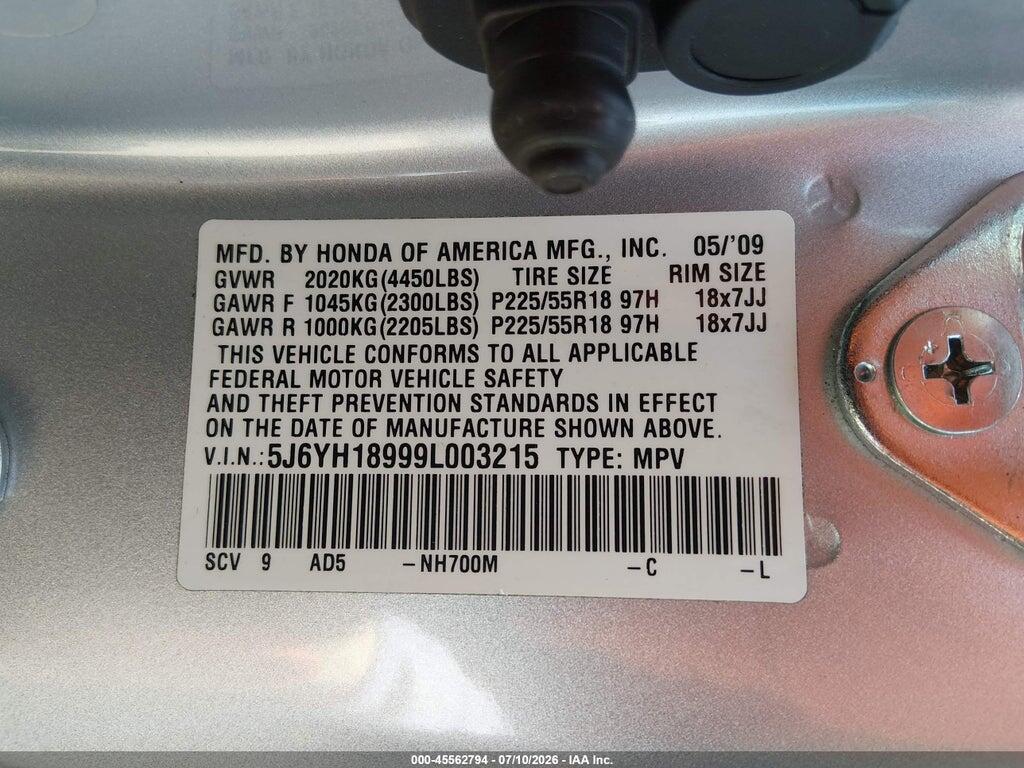 5J6YH18999L003215 2009 HONDA ELEMENT photo no. 9