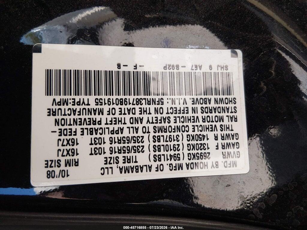 5FNRL38719B019155 2009 HONDA ODYSSEY photo no. 9