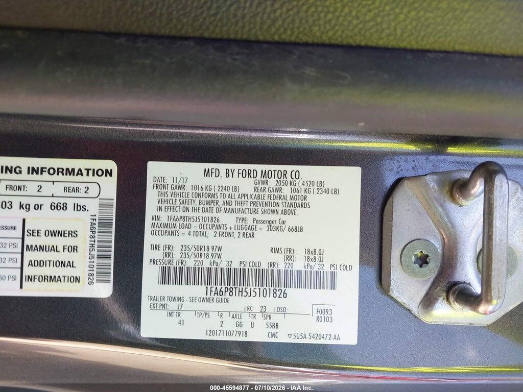1FA6P8TH5J5101826 2018 FORD MUSTANG photo no. 9