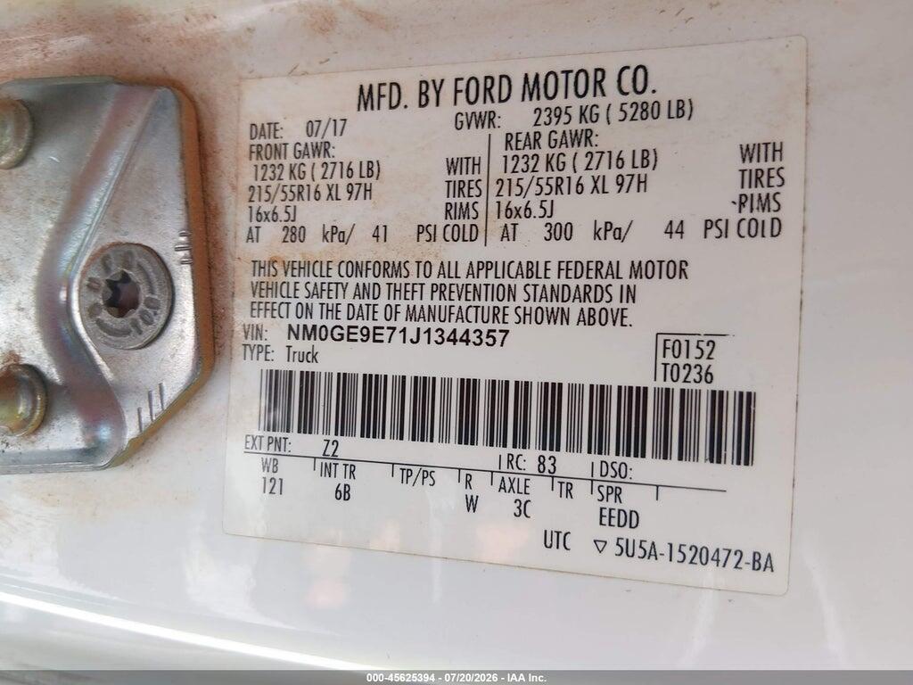 NM0GE9E71J1344357 2018 FORD TRANSIT CONNECT photo no. 9
