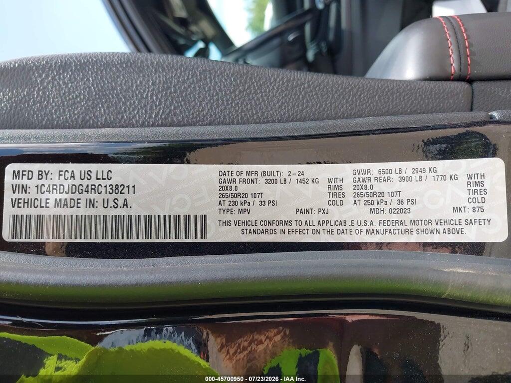 1C4RDJDG4RC138211 2024 DODGE DURANGO photo no. 9