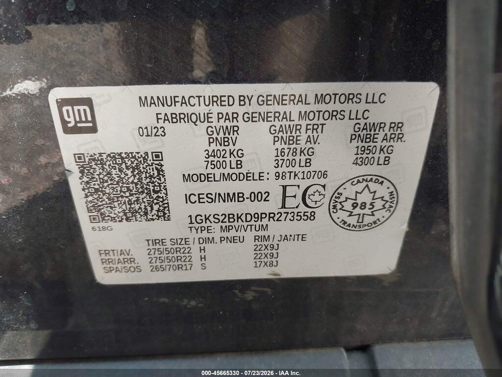 1GKS2BKD9PR273558 2023 GMC YUKON photo no. 9