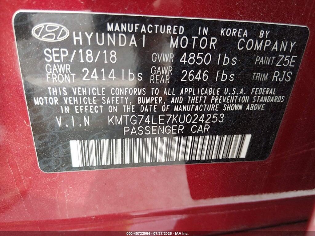 KMTG74LE7KU024253 2019 GENESIS G70 photo no. 9