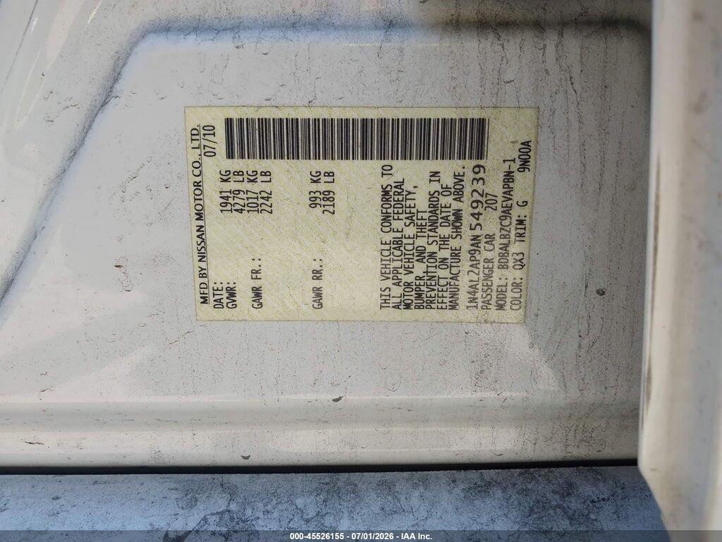 1N4AL2AP9AN549239 2010 NISSAN ALTIMA photo no. 9