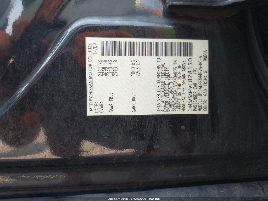 1N4AA5AP4AC828150 2010 NISSAN MAXIMA photo no. 9