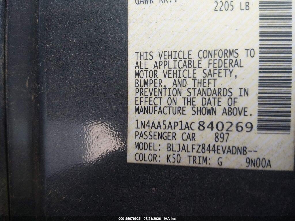 1N4AA5AP1AC840269 2010 NISSAN MAXIMA photo no. 9