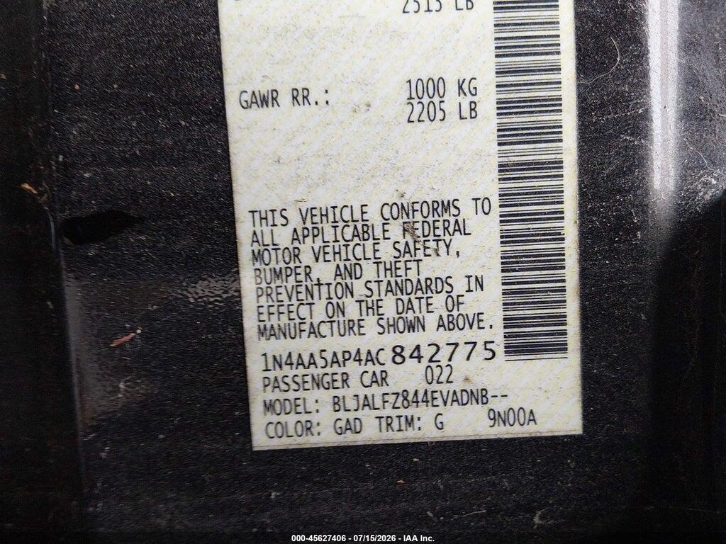 1N4AA5AP4AC842775 2010 NISSAN MAXIMA photo no. 9