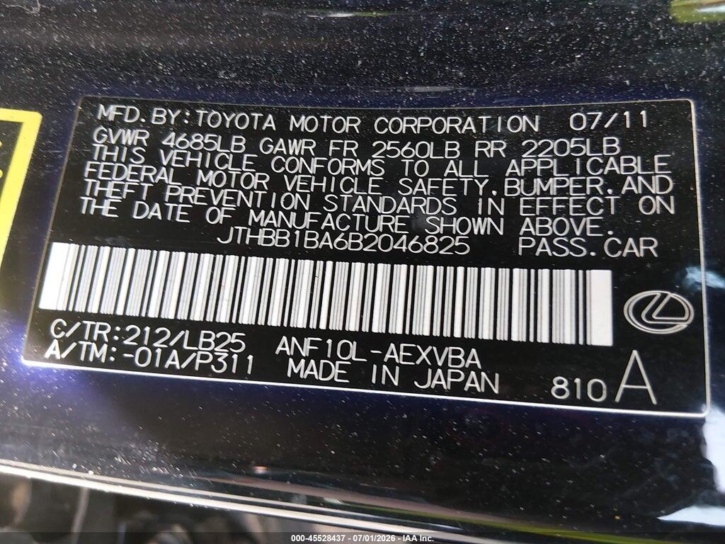JTHBB1BA6B2046825 2011 LEXUS HS 250H photo no. 9