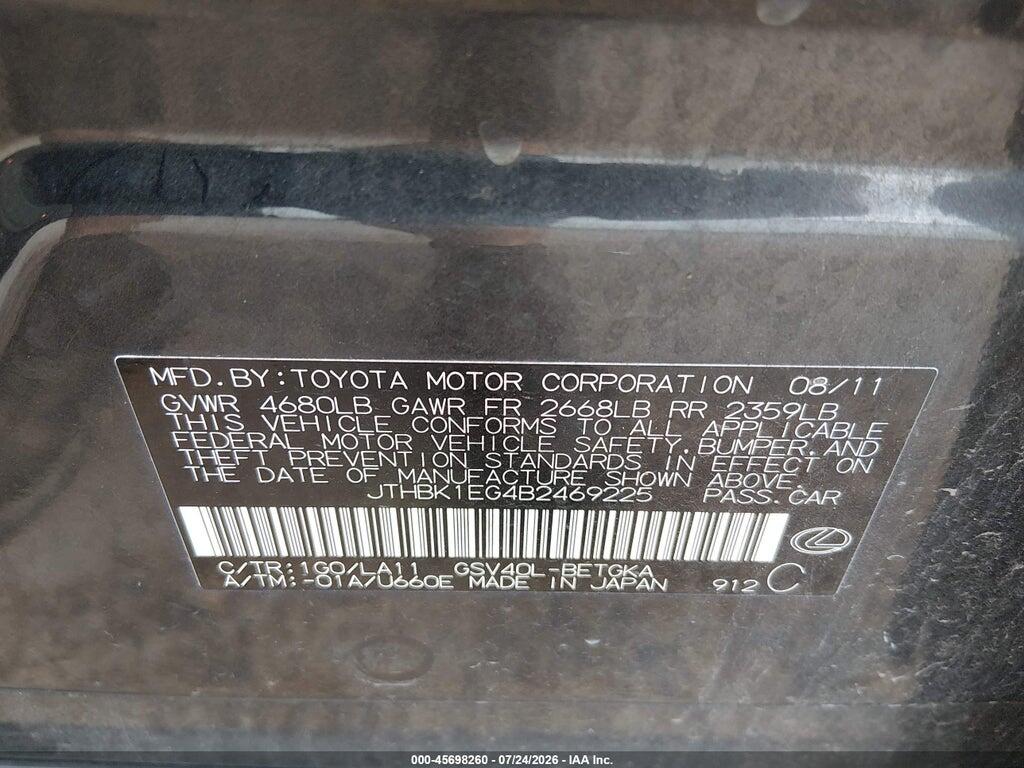 JTHBK1EG4B2469225 2011 LEXUS ES 350 photo no. 9
